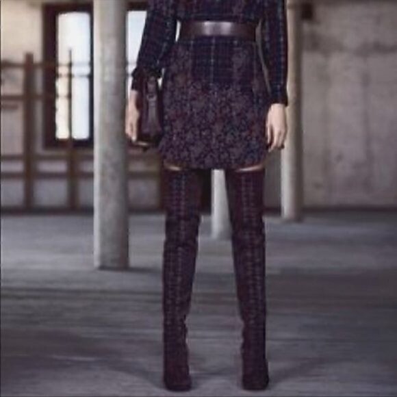 Allsaints Stepney Tan Suede Over the Knee Lace Up Tassel Boots EU 36 US 6 - Picture 11 of 16